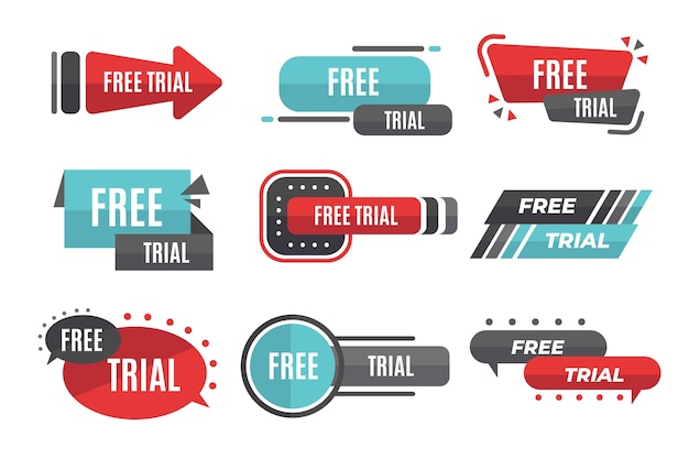 Flat design free trial labels