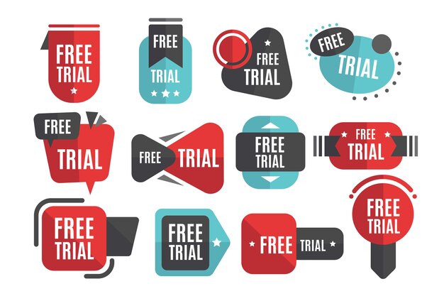 Flat design free trial labels