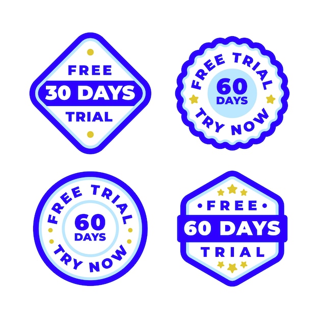 Free vector flat design free trial labels