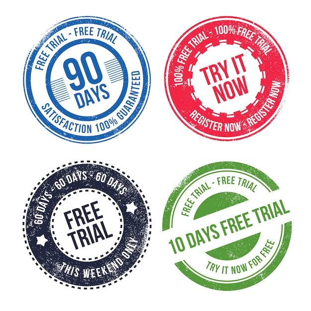 Free vector flat design free trial labels