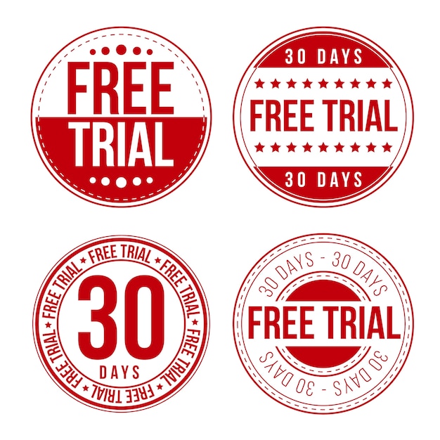 Free vector flat design free trial labels