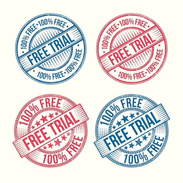 flat design  free trial stamps set