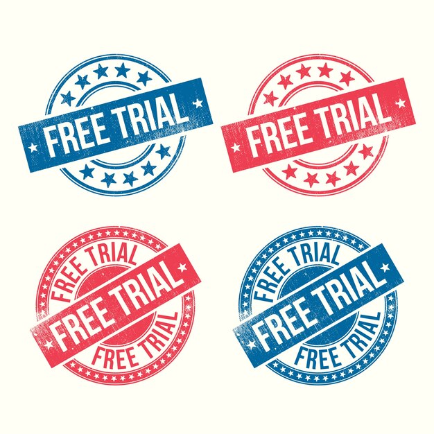 flat design  free trial stamps set