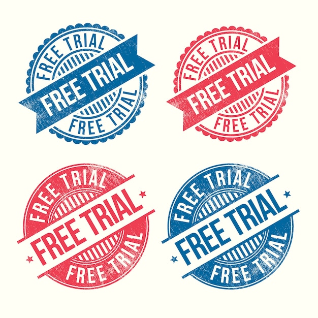 flat design  free trial stamps set