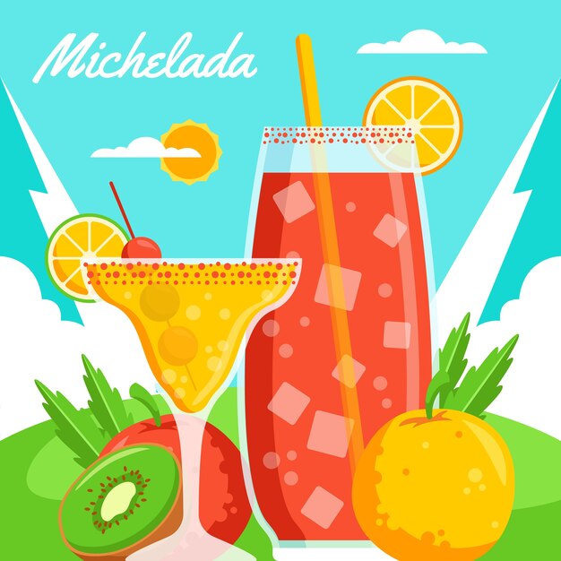 Flat design fresh michelada illustration