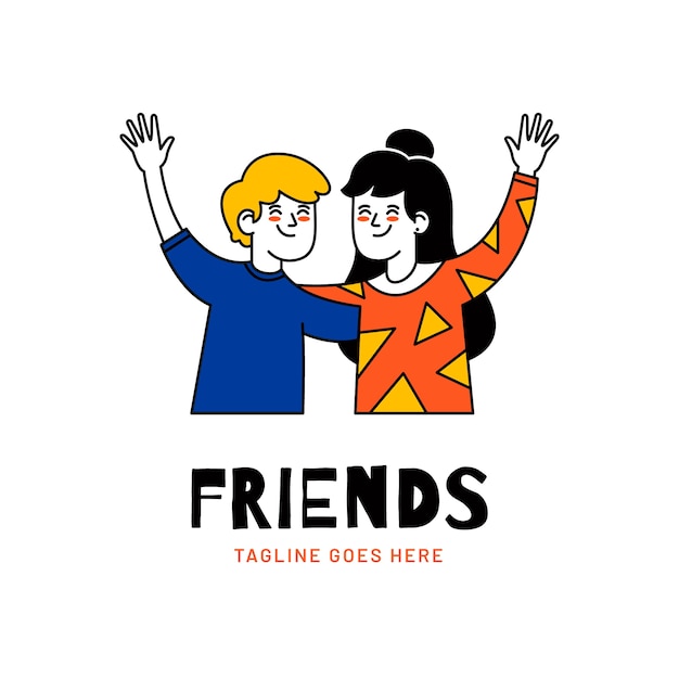 Flat design friends logo design