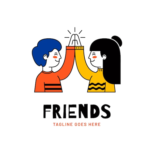 Плоский дизайн логотипа друзей
