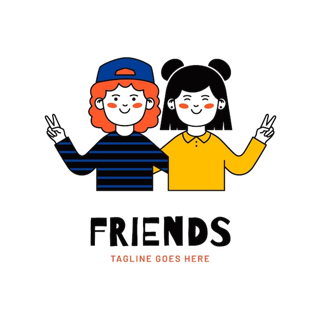 Flat design friends logo design