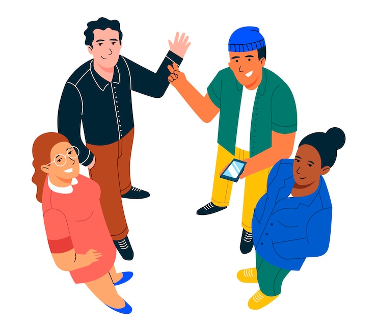 Free Vector flat design friends looking up