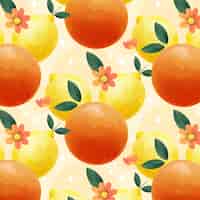 Бесплатное векторное изображение Плоский дизайн иллюстрации фруктов и цветочных узоров