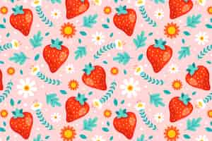 Free vector flat design fruit and floral pattern design