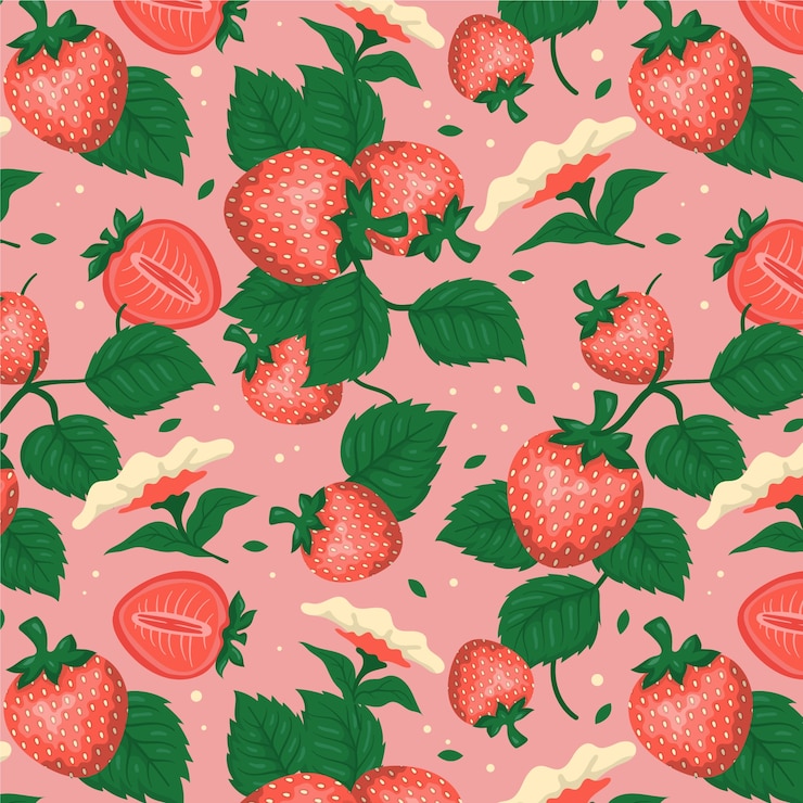 Free Vector flat design fruit and floral pattern design