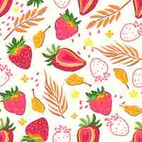 Free vector flat design fruit and floral pattern illustration