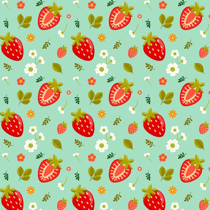 Free Vector flat design fruit and floral pattern illustration