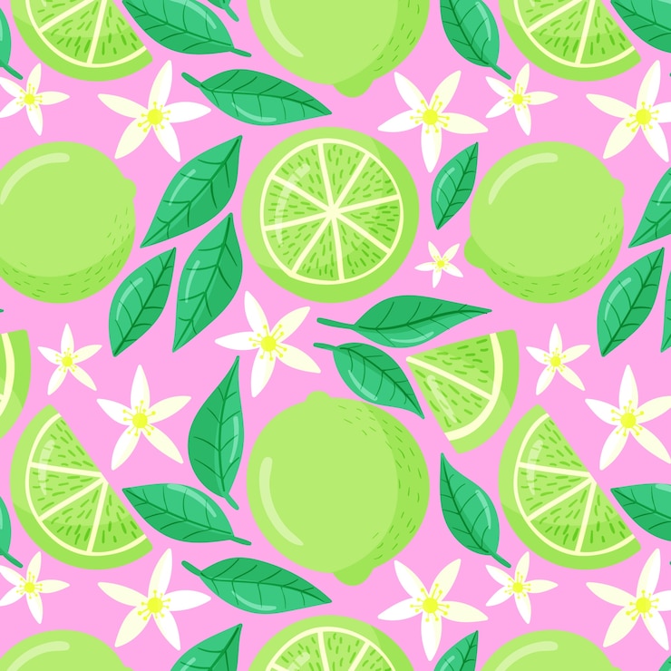 Free Vector flat design fruit and floral pattern illustration