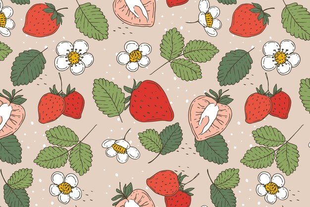 평면 디자인 과일과 꽃 패턴 그림