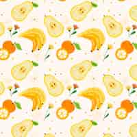 Free vector flat design fruit and floral pattern illustration