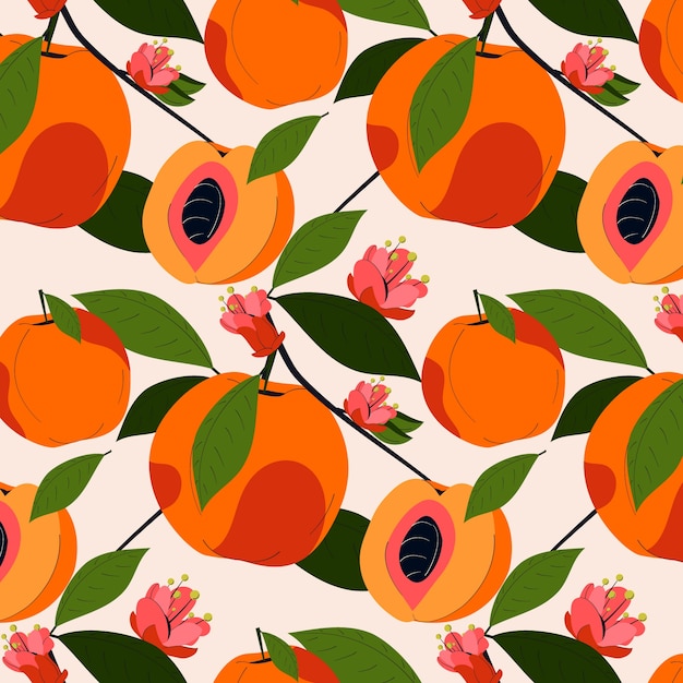 Flat design fruit and floral pattern