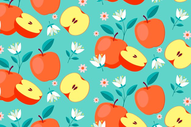 Flat design fruit and floral pattern