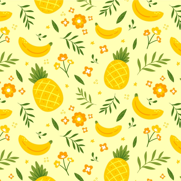 Free vector flat design fruit and floral pattern