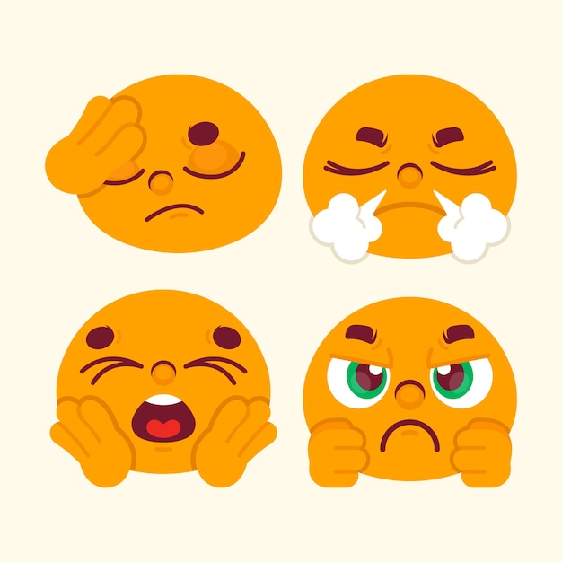 Flat design frustrated  emoji illustration