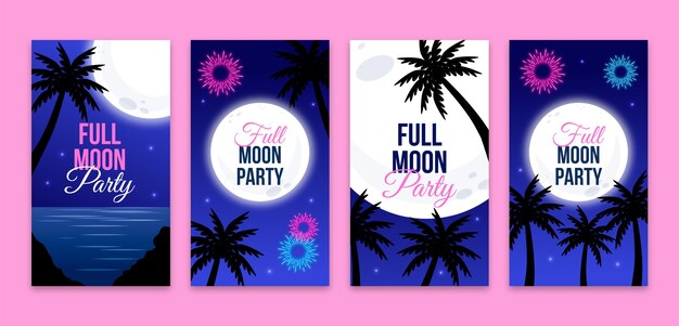 Flat design full moon party  instagram stories