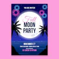 Free vector flat design full moon party  invitation