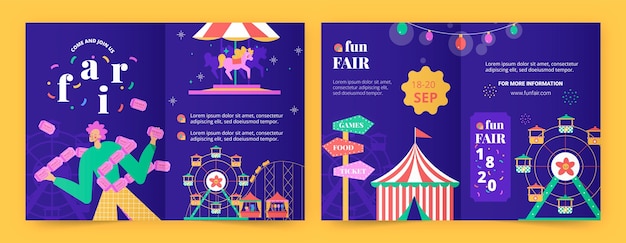 Free vector flat design fun fair brochure