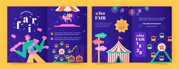 Flat design fun fair brochure