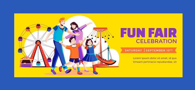 Free vector flat design fun fair facebook cover