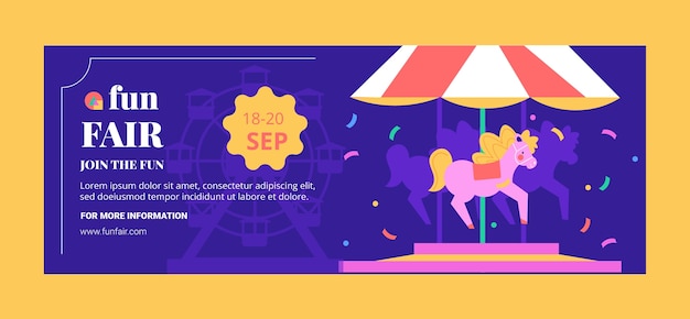 Flat design fun fair facebook cover