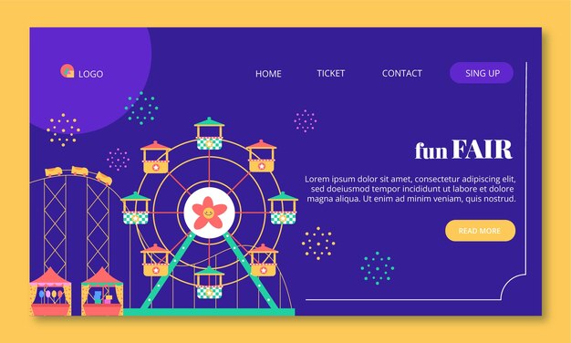 Flat design fun fair landing page