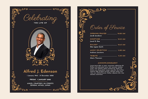 Free vector flat design funeral order of service template