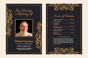 Free vector flat design funeral order of service template