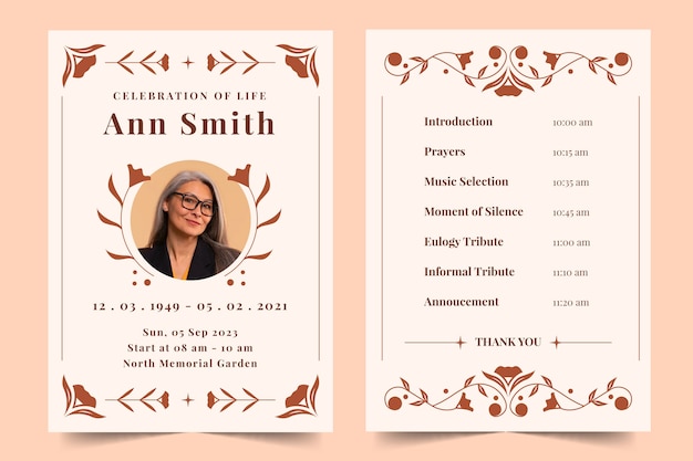 Flat design funeral order of service