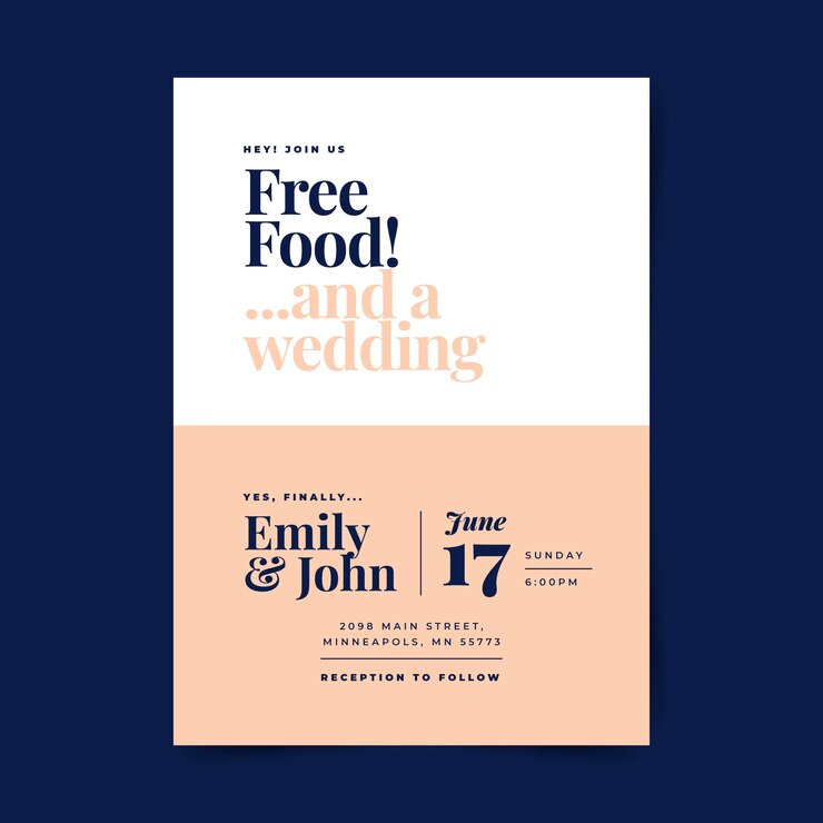 Free Vector flat design funny wedding invitations