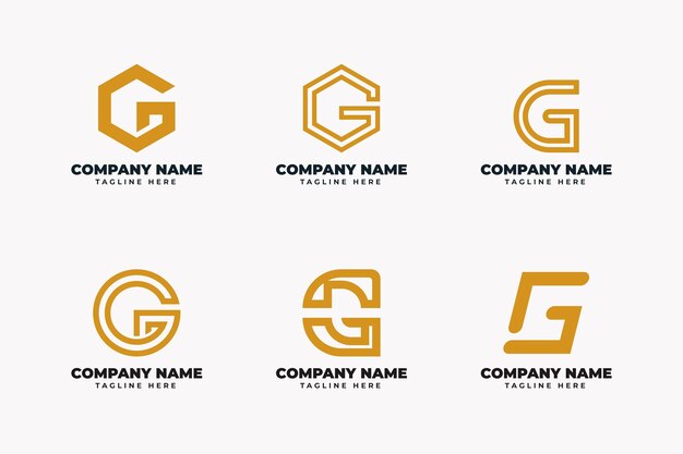 Flat design g letter logo collection