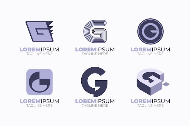 Flat design g letter logos set