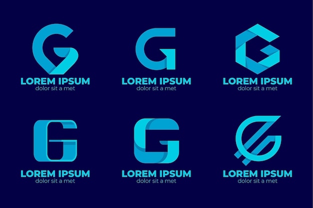 Набор логотипов с буквами g в плоском дизайне