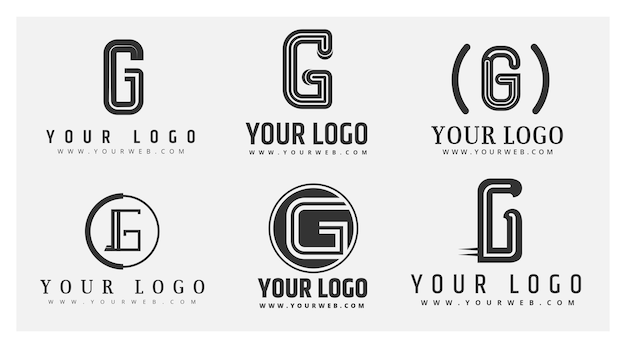 Flat design g letter logos
