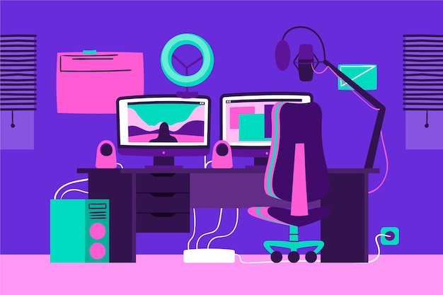 Flat design gamer room