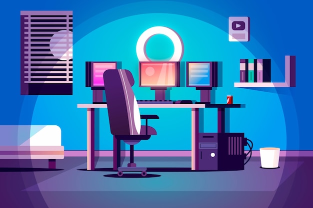 Flat design gamer room