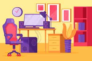 Free vector flat design gamer room