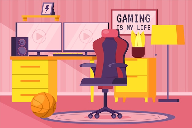 Free vector flat design gamer room