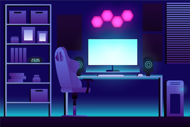 Flat design gamer room