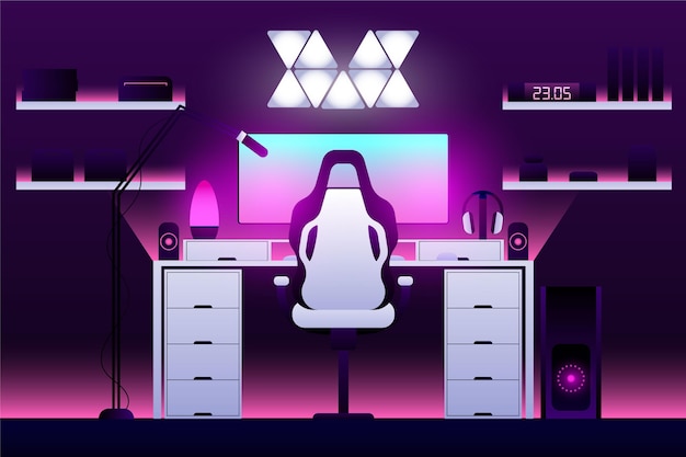 Free vector flat design gamer room