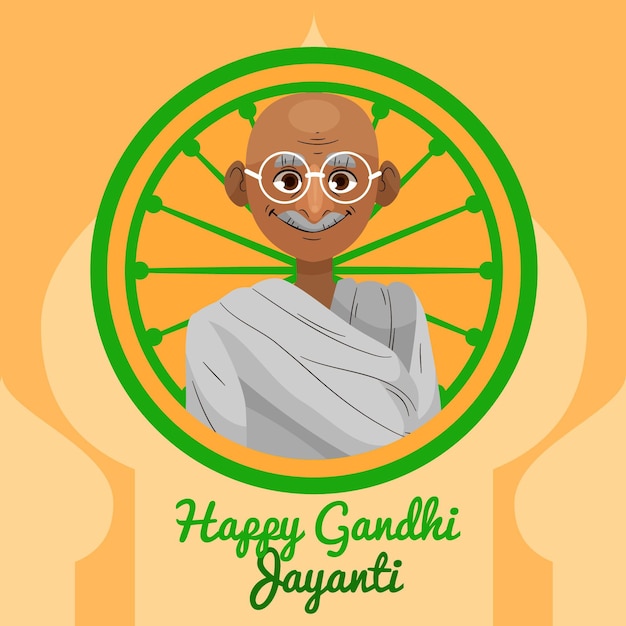 Vettore gratuito concetto di design piatto gandhi jayanti