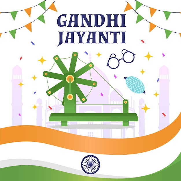 Free vector flat design gandhi jayanti