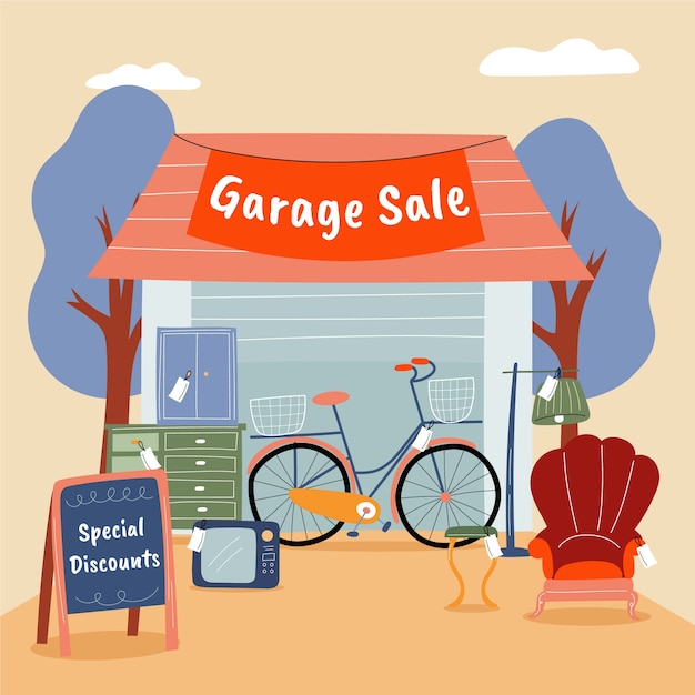 Free vector flat design garage sale illustration