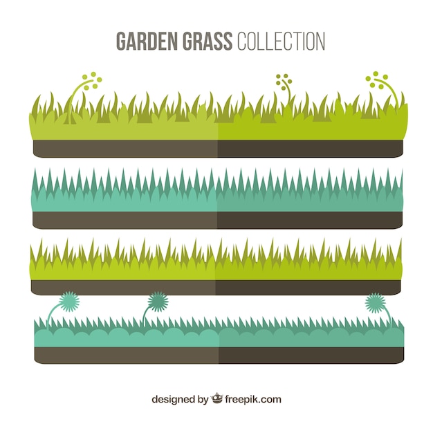 Flat design garden grass collection